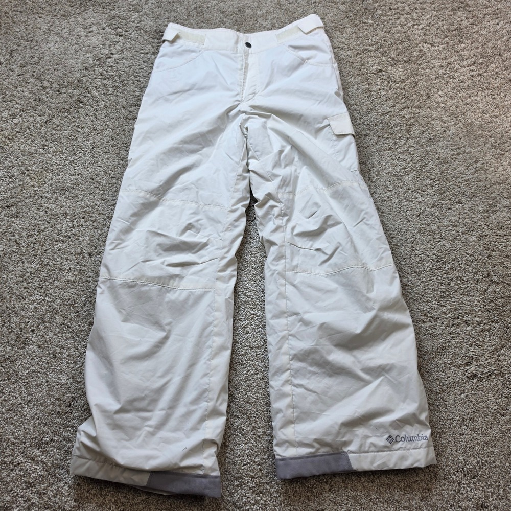 Columbia Snow Pants Kids Medium 10/12 White Insulated Outgrown Winter Ski Cargo